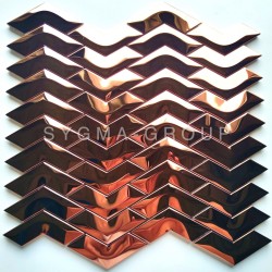 Copper mirror stainless steel mosaic tile model Vernet