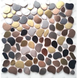 mosaic pebbles in stainless...