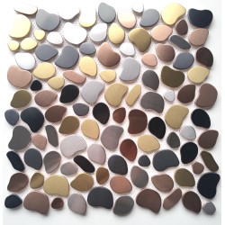 mosaic pebbles in stainless steel bathroom floor and wall ORHI