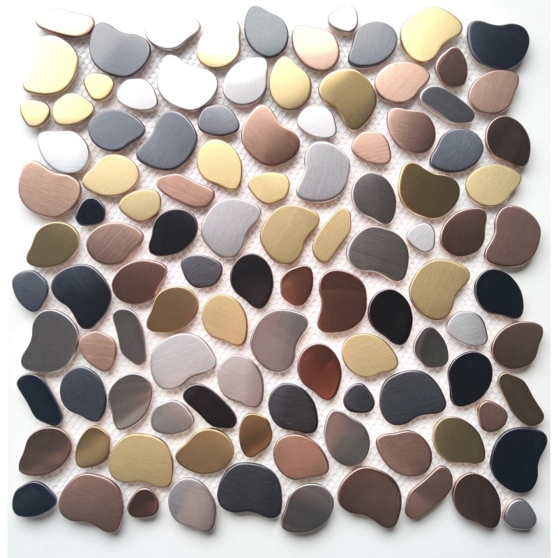 mosaic pebbles in stainless steel bathroom floor and wall ORHI