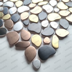 mosaic pebbles in stainless steel bathroom floor and wall ORHI