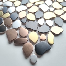 mosaic pebbles in stainless steel bathroom floor and wall ORHI