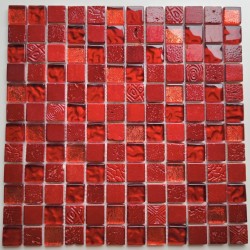 Azulejo mosaico de vidrio y piedra Alliage Rouge