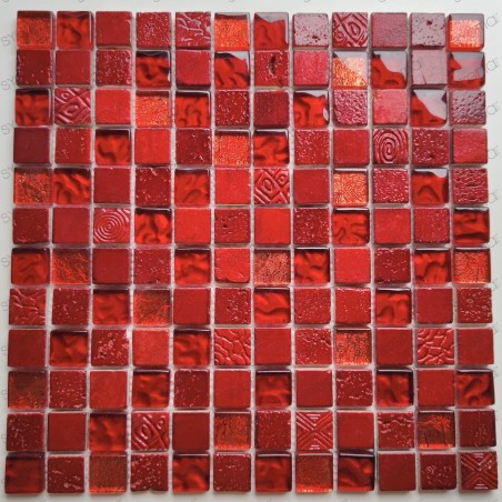 Azulejo mosaico de vidrio y piedra Alliage Rouge