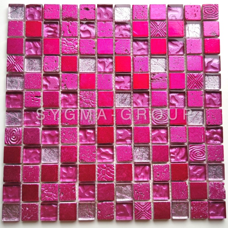 Wall tiles bathroom mosaic shower and kitchen Alliage Fuchsia