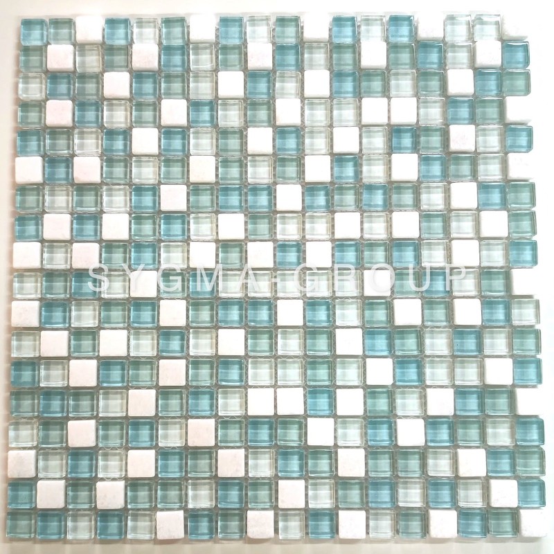 Tile mosaic glass and stone Italian shower 1 sheet Acana