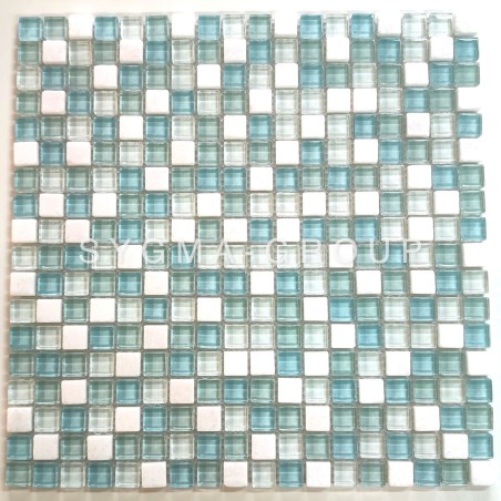 Tile mosaic glass and stone Italian shower 1 sheet Acana