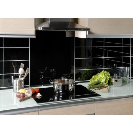 credence cuisine verre laque carrelage 60 x 60 cm NOIR