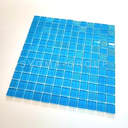 Plaque de carrelage mosaïque en verre Lorens Bleu pour douche