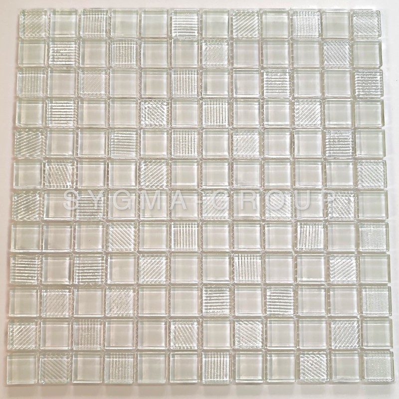 Carrelage mosaïque Lorens Blanc en verre pour salle de bain moderne. Carrelage mosaïque Lorens Blanc en verre pour salle de bain moderne.