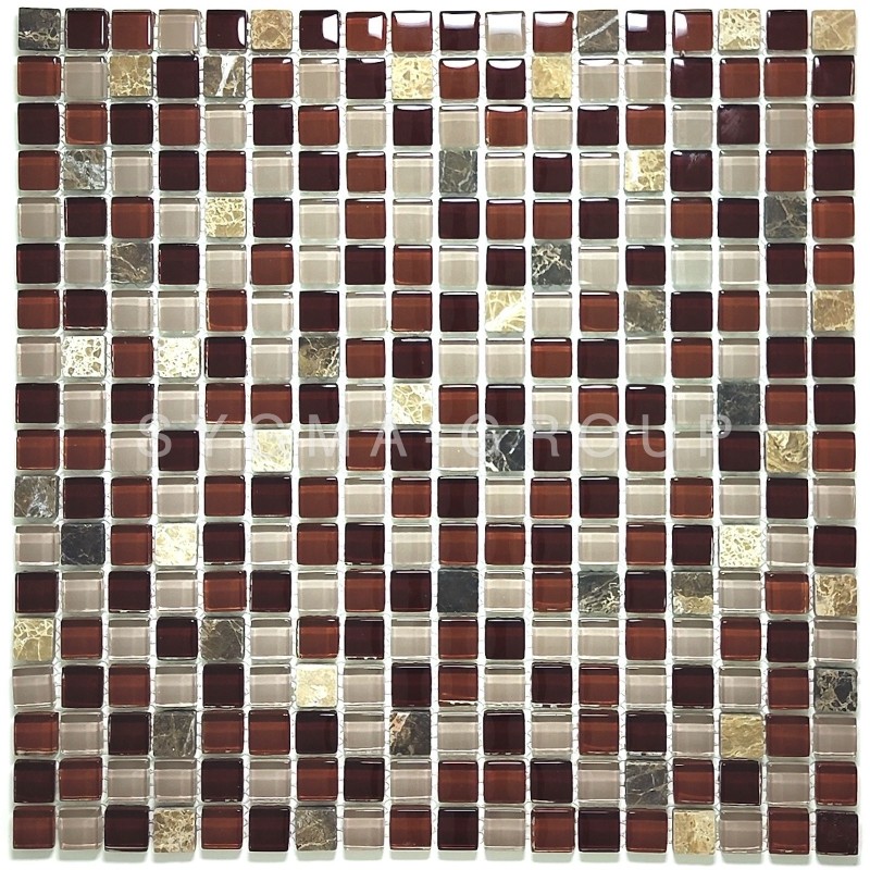 Mosaico MOCAV de vidrio y mármol marrón para baño Mosaico MOCAV de vidrio y mármol marrón para baño