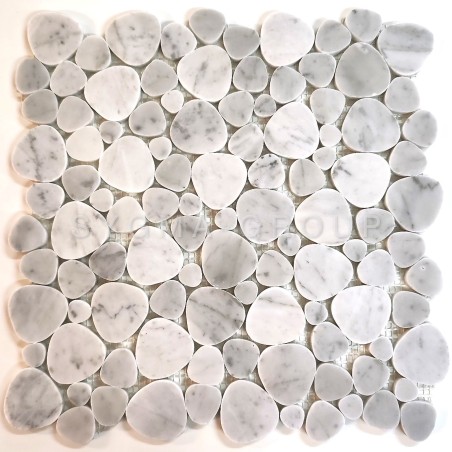 White marble mosaic pebble tile for bathroom floors and walls