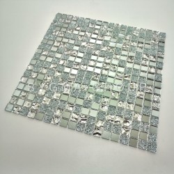 Azulejo pared baño en mosaico de vidrio plateado con efecto espejo