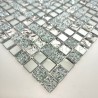 Installed mirror mosaic tile showing bright reflections and cracked crystal texture