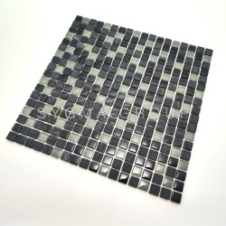 Azulejos para Baño Premium – Mosaico de Vidrio y Piedra Negro/Gris