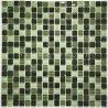 Full wall covering: Green glass and stone mosaic shower tile for bathroom. High-end and durable design solution.