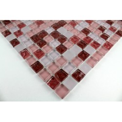 Carrelage mosaique verre hammam 1 plaque OPUS ROUGE