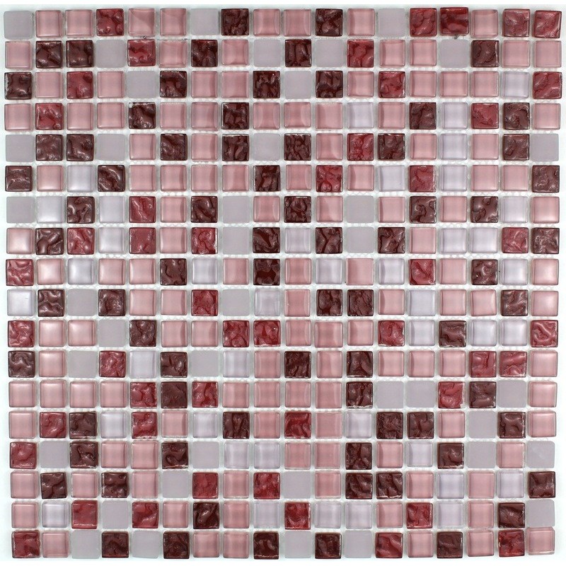 Carrelage mosaique verre hammam 1 plaque OPUS ROUGE