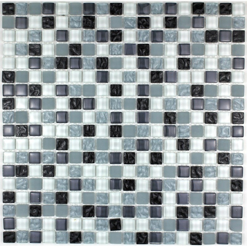 Carrelage mosaique verre salle de bain 1 plaque OPUS NOIR