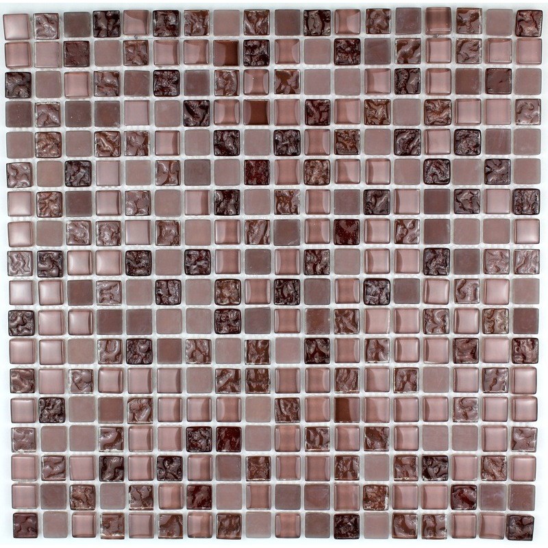 Carrelage mosaique verre 1 plaque OPUS MARRON