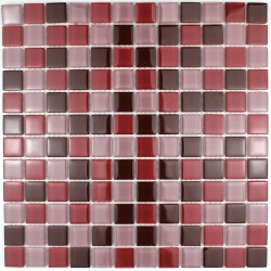 Carrelage verre mosaique douche 1 plaque GRENAT