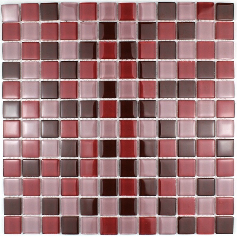 Carrelage verre mosaique douche 1 plaque GRENAT