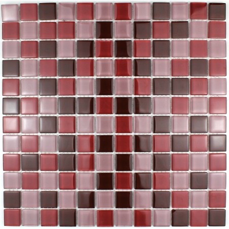 Carrelage verre mosaique douche 1 plaque GRENAT Carrelage verre mosaique douche 1 plaque GRENAT
