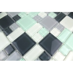 Mosaique carrelage verre 1 plaque NOIR MIX