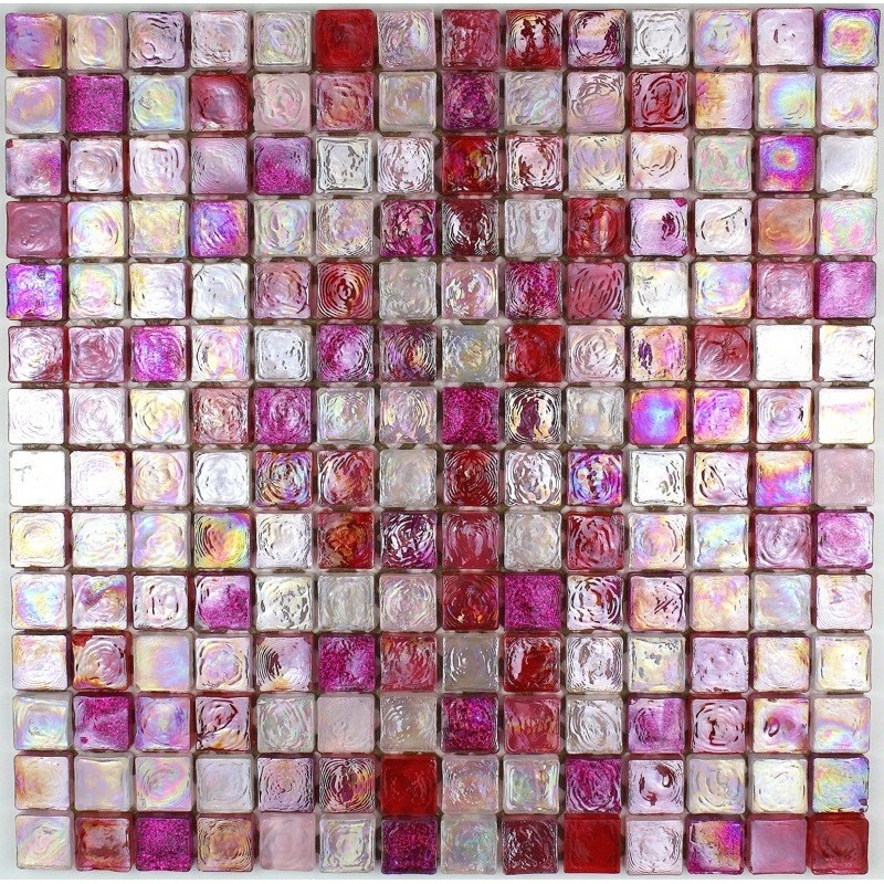 Mosaique carrelage verre 1 plaque Arezo Rose