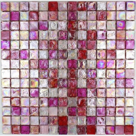 Mosaique carrelage verre 1 plaque Arezo Rose