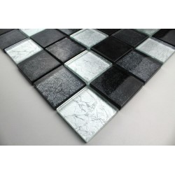 Carrelage verre mosaique credence cuisine 1 plaque LUX NOIR