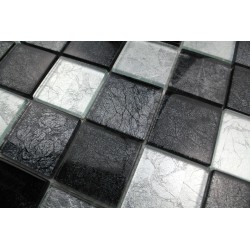 Carrelage verre mosaique credence cuisine 1 plaque LUX NOIR