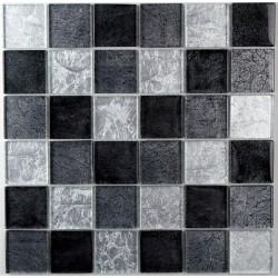 Mosaique carrelage verre 1 plaque NOIR MIX