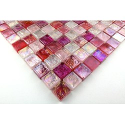 Mosaique carrelage verre 1 plaque Arezo Rose