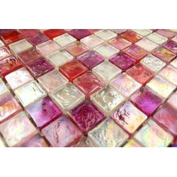 Mosaique carrelage verre 1 plaque Arezo Rose