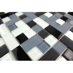 Mosaique carrelage verre 1 plaque NOIR MIX