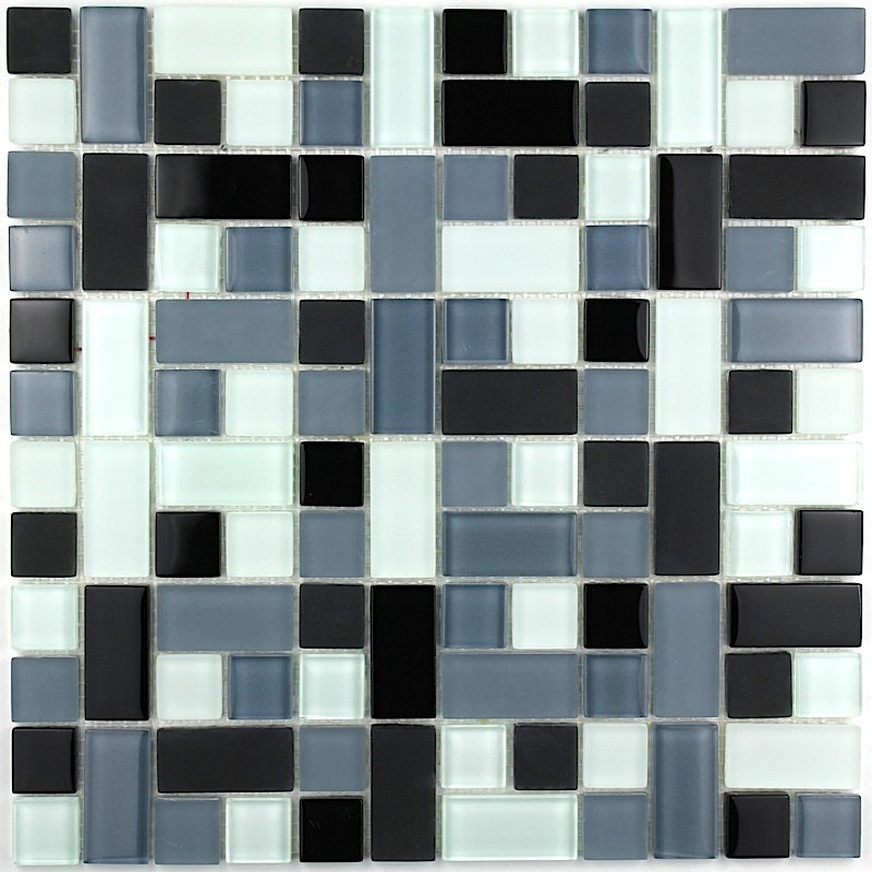 carrelage mosaique verre faience 1 plaque CUBIC NOIR