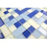 carrelage mosaique verre faience 1 plaque CUBIC BLEU