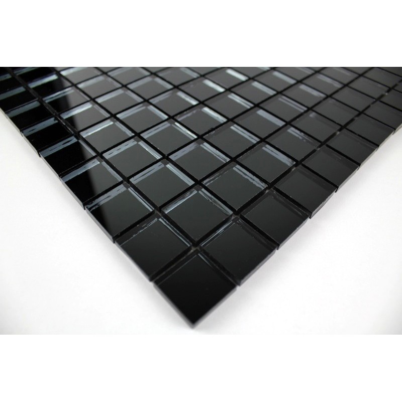 mosaique verre carrelage effet miroir 1 plaque REFLECT NOIR