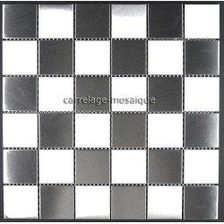 carrelage inox cuisine mosaique mural DAMIER 48