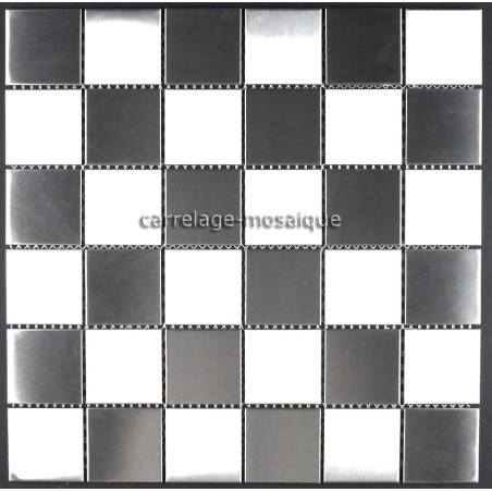 carrelage inox cuisine mosaique mural DAMIER 48