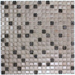 Mosaique carrelage verre 1 plaque NOIR MIX