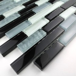 Mosaique carrelage verre 1 plaque NOIR MIX