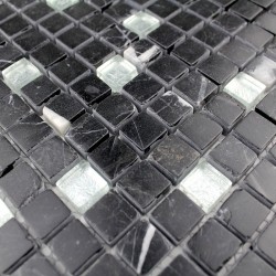 mosaique verre et pierre carrelage MANDALA SILVER