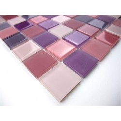 Mosaique carrelage verre 1 plaque MAUVE MIX