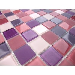 Mosaique carrelage verre 1 plaque MAUVE MIX