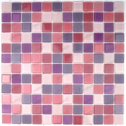Mosaique carrelage verre 1 plaque MAUVE MIX