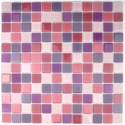 Mosaique carrelage verre 1 plaque MAUVE MIX