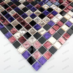 Mosaic glass tile backsplash kitchen model Strass Prune