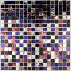 Malla mosaico muro ducha vidrio cocina y baño Strass Prune